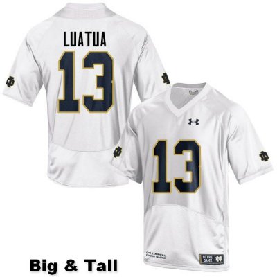 Notre Dame Fighting Irish Men's Tyler Luatua #13 White Under Armour Authentic Stitched Big & Tall College NCAA Football Jersey KQY0699CN